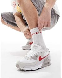 Nike - Zapatillas De Deporte Blancas Y Rojas Air Max 90 De - Lyst