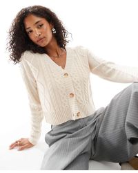 Threadbare - Cropped Gebreid Vest Met Kabels - Lyst