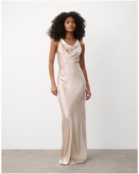 Six Stories - Cowl Front Satin Bridesmaid Dress - Lyst