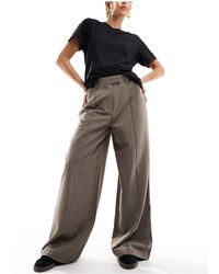 Pieces - High Waisted Wide Leg Trousers - Lyst