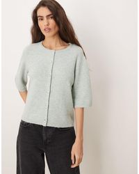 Jdy - Pearl Buttons Short Sleeve Knitted Cardigan - Lyst