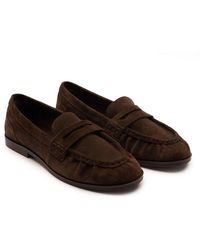OFF THE HOOK - Sienna Suede Leather Ruched Loafers - Lyst