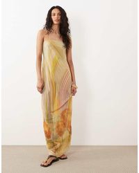 ASOS - Crinkle Semi Sheer Floral Mesh Maxi Dress-multi - Lyst