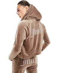 Juicy Couture - Diamante Logo Velour Zip Through Hoodie Co-ord - Lyst