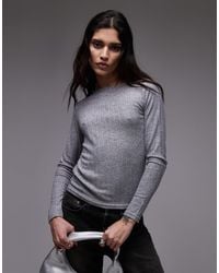 Mango - Mixed Ribbed Long Sleeve Top - Lyst