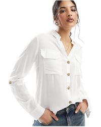 Vero Moda - Button Down Shirt With Pocket Detail - Lyst