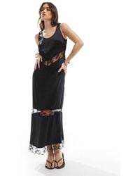 4th & Reckless - Satin And Lace Sheer Insert Maxi Dress - Lyst