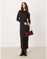 New Look - Crinkle Long Sleeve Midi Dress - Lyst