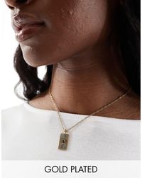 ASOS - 14k Plated Necklace With Square Textured Pendant - Lyst