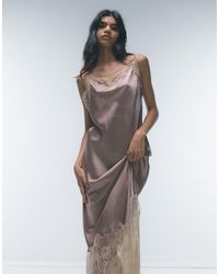 TOPSHOP - Contrast Lace Midi Slip Dress - Lyst