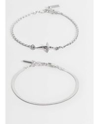 ASOS - 2 Pack Snake Chain And Cross Charm Bracelet - Lyst