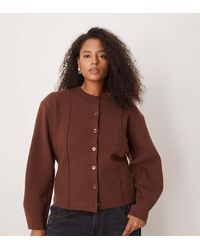 ASOS - Asos Design Curve Structured Shoulder Pad Waisted Crew Neck Cardigan - Lyst