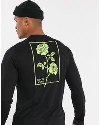 Bolongaro Trevor Long Sleeve T-shirt With Neon Rose Back Print - Black