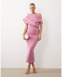 ASOS - Dramatic Neckline Midi Dress - Lyst