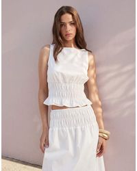 ASOS - Slash Neck Shirred Top - Lyst