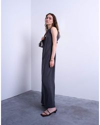 TOPSHOP - High Neck Open Back Chuck On Cupro Midi Dress - Lyst
