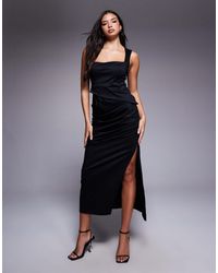 ASOS - Square Neck Ponte Midi Dress - Lyst