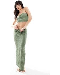 ASOS - Co-Ord Set Shirred Textured Bandeau Top And Column Maxi Skirt - Lyst