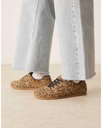 ASOS - Diligent Slim Lace Up Trainers Leopard Suede - Lyst