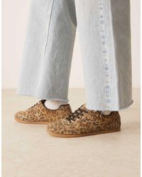 ASOS - Diligent Slim Lace Up Trainers Leopard Suede - Lyst