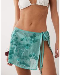 Miss Selfridge - Beach Premium Hand Beaded Tie Side Mini Sarong - Lyst