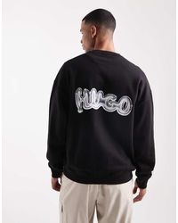 HUGO - Nyrocrew Back Logo Print Oversized Sweatshirt - Lyst