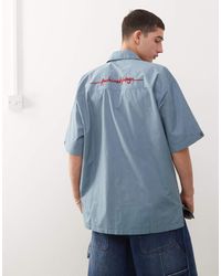 Reclaimed Vintage - Boxy Short Sleeve Shirt With Back Embroidery Detail - Lyst