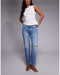 GOOD AMERICAN - Good Vintage Ripped Straight Ankle Jeans - Lyst
