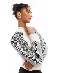 Object - Geribbelde Gebreide Trui Met Contrast - Lyst