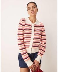 Y.A.S - – retro-strickjacke mit rosa und braunen streifen - Lyst