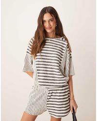 ASOS - T-Shirt Squadrata Oversize Testurizzata A Righe Miste - Lyst
