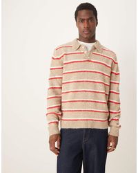 ASOS - Jersey A Rayas De Corte Cuadrado Holgado Con Cuello Tipo Polo De Punto Texturizado De -Verde - Lyst