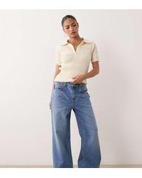 ASOS - Asos Design Petite Straight Wide Leg Jeans - Lyst