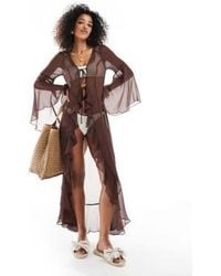 Miss Selfridge - Beach Chiffon Maxi Kimono Cover Up - Lyst