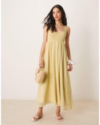 ASOS - Micro Rib Bust With Chiffon Skirt Midi Dress - Lyst