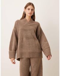 Pretty Lavish - – wickelpullover aus strukturiertem strick - Lyst