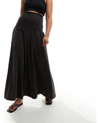 ASOS - Shirred Waist Low Rise Maxi Skirt - Lyst
