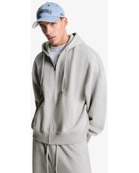 Bershka - Felpa Con Cappuccio E Zip Chiaro - Lyst