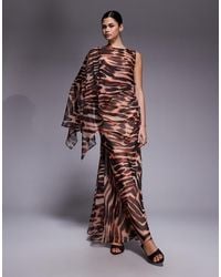 ASOS - Layered Sleeve Overlay Maxi Dress With Draped Skirt - Lyst