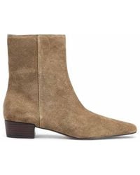 NA-KD - Low Heeled Suede Ankle Boots - Lyst