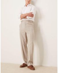 ASOS - Nette Broek Met Rechte Pijpen, Hoge Taille En Plat Gestikte Plooien - Lyst