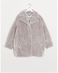 Whistles Manteau cocon en fausse fourrure - Crème - Blanc