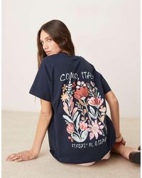 ASOS - Regular-Fit T-Shirt Met Gebloemde Como Italy-Print - Lyst