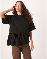 ASOS - Boxy Tee With Asymmetric Peplum Hem - Lyst