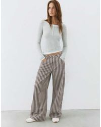 Pull&Bear - Low-rise Striped baggy Jeans - Lyst