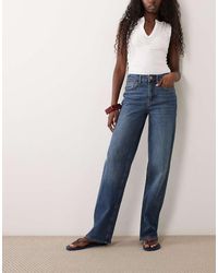 Vila - Lisa Jeans Dritti A Vita Media - Lyst