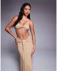 ASOS - Ozzy Textured Knot Front Bandeau Beach Top - Lyst