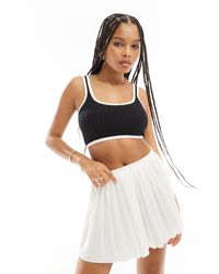 Bershka - Contrast Piping Knitted Strappy Top - Lyst