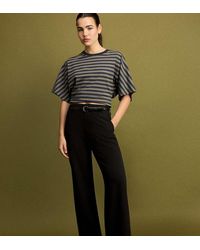 Stradivarius - Tall Flowing Straight-Leg Smart Trousers With Belt - Lyst
