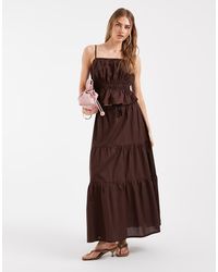 Pieces - Boho Tiered Poplin Cotton Maxi Skirt Co-ord - Lyst
